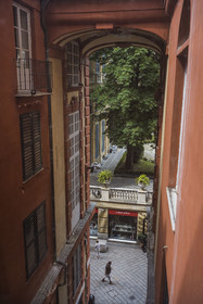 Italy, Liguria, Genoa, Rolli Palace listed as World Heritage by UNESCO, the Palazzo Rosso or Brignole museum palace and the Strada Nuova today via Garibaldi