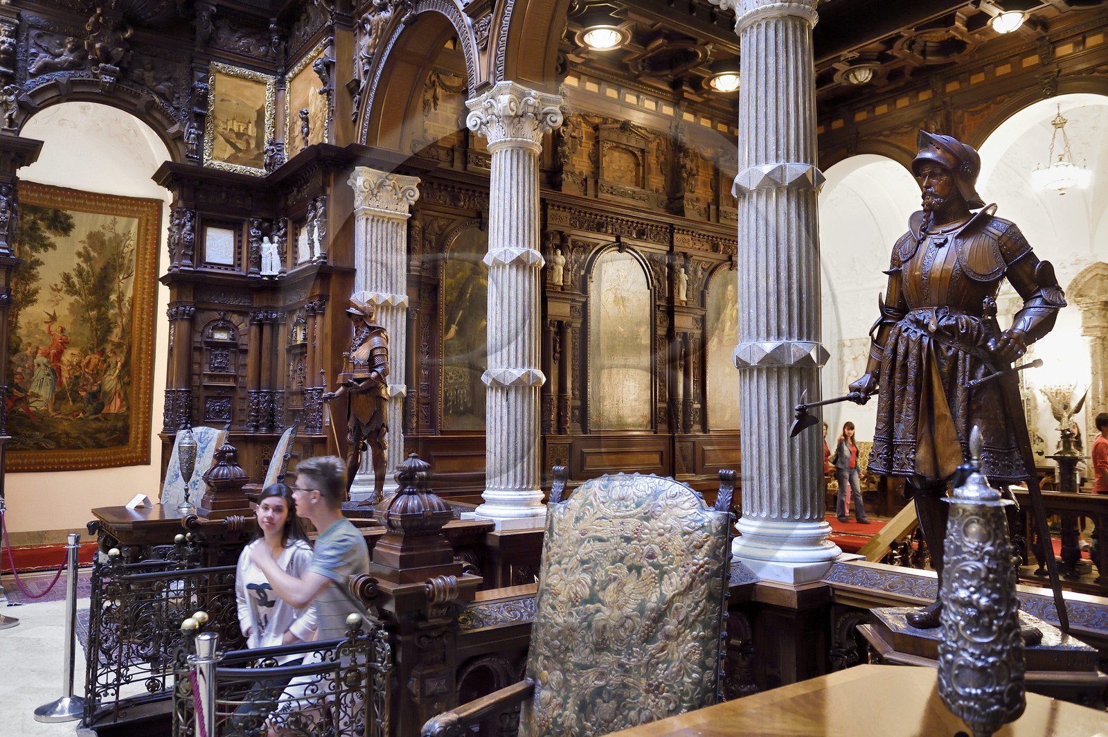 Roumanie, Valachie, Sinaia, château de Peles ancienne résidence royale édifiée de 1875 à 1883 pour le roi Carol Ier de Roumanie, le hall d'honneur