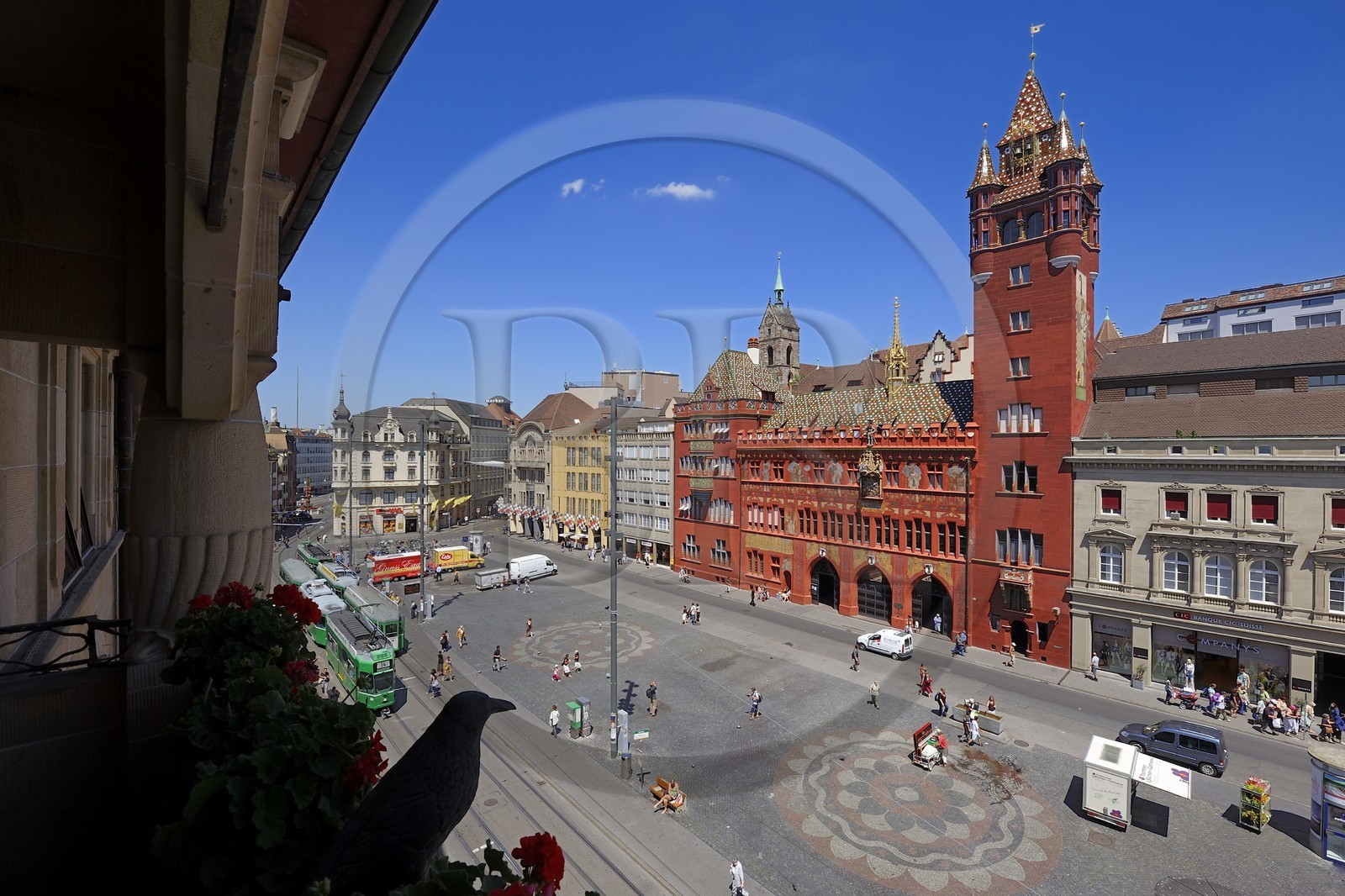 Suisse, Bâle, Marktplatz et l'Hôtel de Ville