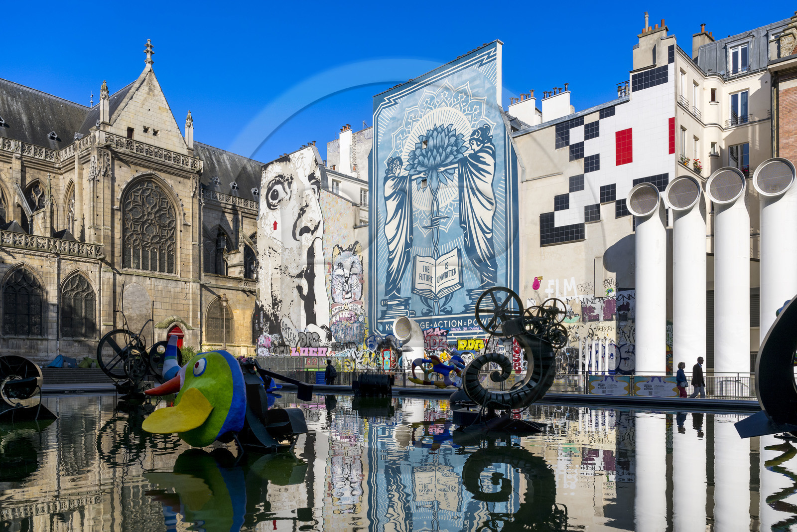 France, Paris (75), quartier des Halles  Beaubourg, la fontaine Stravinsky de Jean Tinguely et Niki de Saint Phalle