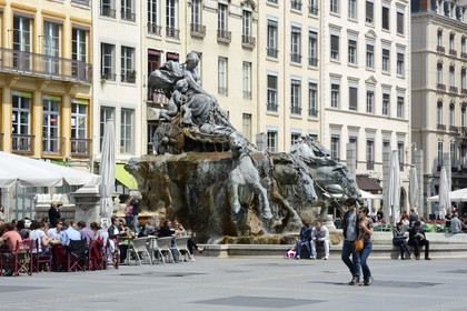 France, Rhone, Lyon, historical site listed as World Heritage by UNESCO, Place des Terreaux, Bartholdi Fountain
