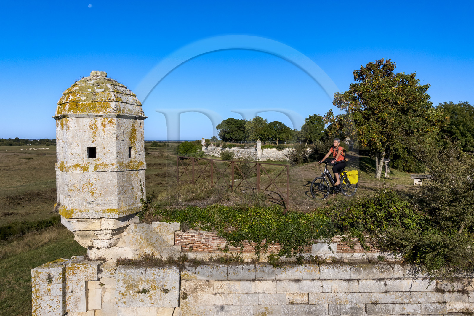 France, Charente-Maritime (17), Saintonge, Marennes-Hiers-Brouage, citadelle de Brouage, labellisé Les Plus Beaux Villages de France, les remparts batis de 1630 à 1640 sont munis d'échauguettes (vue aérienne)