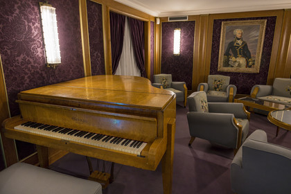 France, Loire Atlantique, Saint Nazaire, Escal'Atlantic in the former German submarine base brings the world of transatlantics back to life, the music room